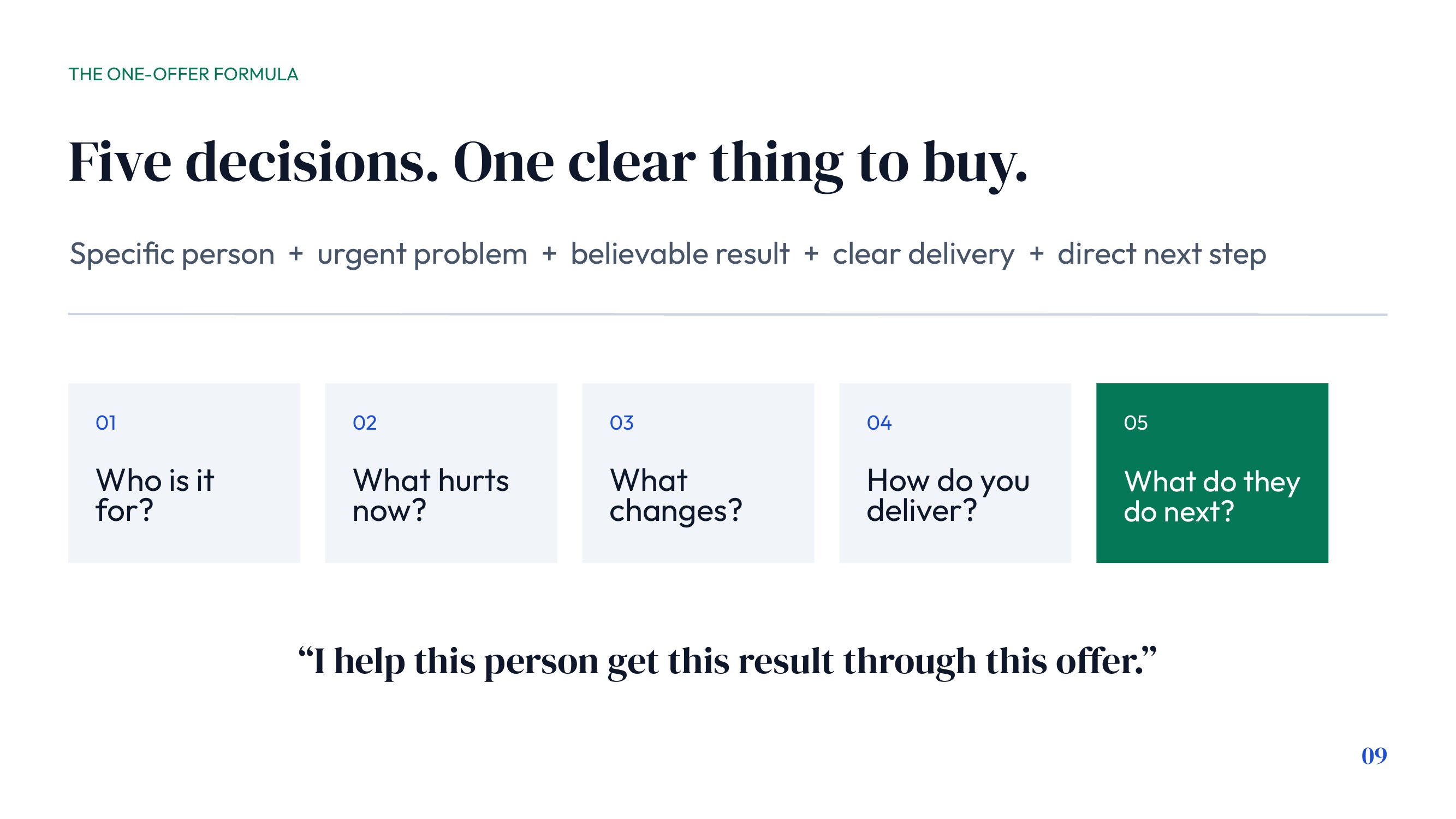 The One-Offer Formula