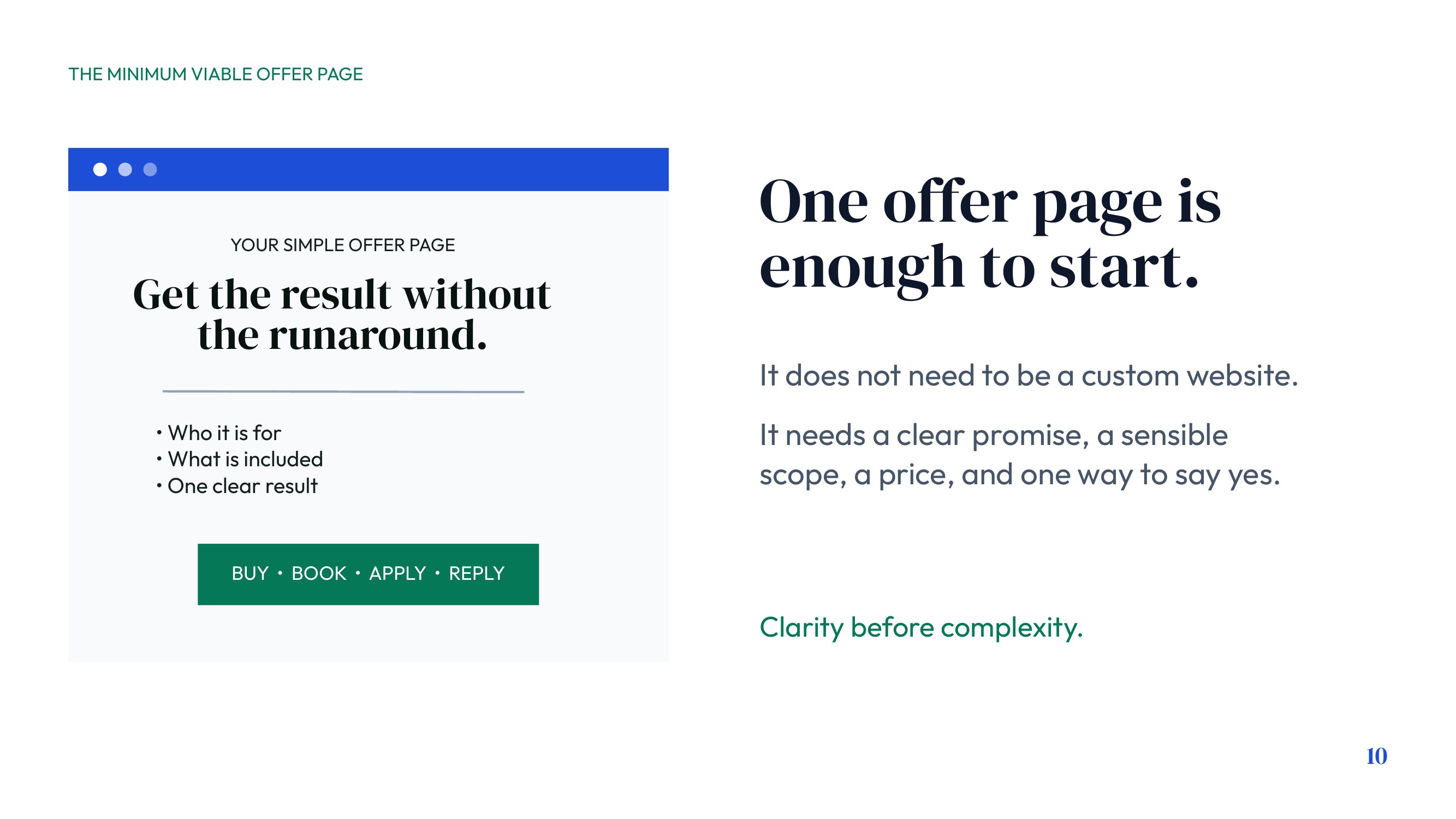 One Offer Page Is Enough to Start